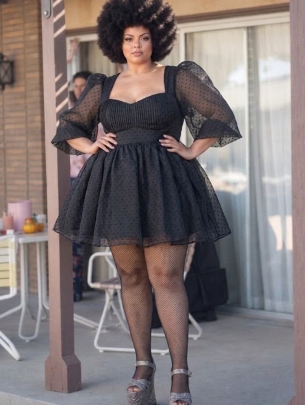NWOT SELKIE Puff Dress Polka Dot Size 5X Puff Sleeve Sweetheart Neckline